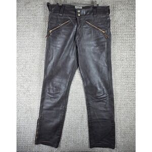 Vintage 60s Langlitz‎ Leather Mens Dark Brown Motorcycle Biker Pants 34x34 RARE